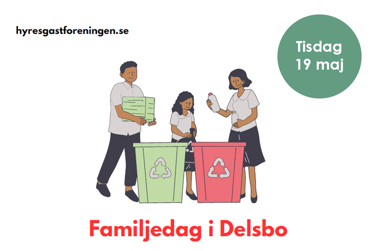 Bilden visar information om en familjedag i Delsbo 19 maj 2026